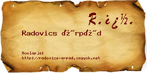 Radovics Árpád névjegykártya