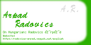 arpad radovics business card